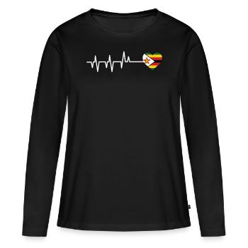 Zimbabwe - T-shirt manches longues Premium bio Femme - noir - Devant - Julia (174cm)