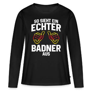 Badner - Frauen Premium Bio Langarmshirt - Schwarz - Vorne - Julia (174cm)