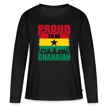 Ghana - T-shirt manches longues Premium bio Femme - noir - Devant - Julia (174cm)