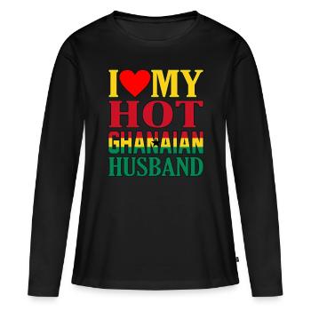 Ghana - T-shirt manches longues Premium bio Femme - noir - Devant - Julia (174cm)
