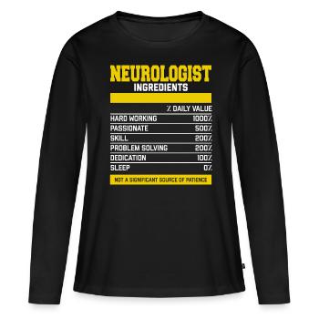 Génial Neurologue Ingrédients Tee Shirt - T-shirt manches longues Premium bio Femme - noir - Devant - Julia (174cm)