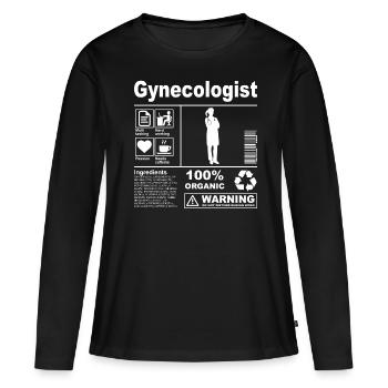 Description du produit gynécologue - T-shirt manches longues Premium bio Femme - noir - Devant - Julia (174cm)