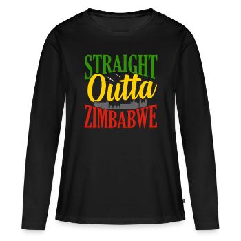 Zimbabwe - T-shirt manches longues Premium bio Femme - noir - Devant - Julia (174cm)