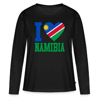 Namibia - Frauen Premium Bio Langarmshirt - Schwarz - Vorne - Julia (174cm)