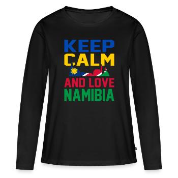 Namibia - Frauen Premium Bio Langarmshirt - Schwarz - Vorne - Julia (174cm)