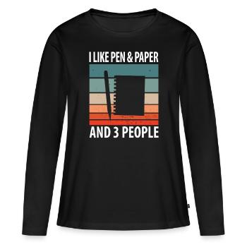 Stylo & Papier - T-shirt manches longues Premium bio Femme - noir - Devant - Julia (174cm)