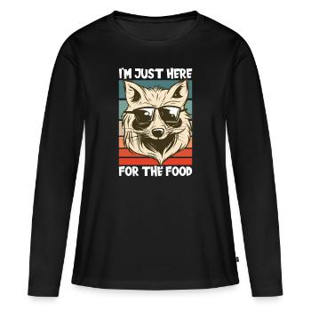 Je suis juste ici pour la nourriture - T-shirt manches longues Premium bio Femme - noir - Devant - Julia (174cm)