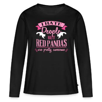 Funny Red Panda Shirt For Girls And Women Who Love - Frauen Premium Bio Langarmshirt - Schwarz - Vorne - Julia (174cm)