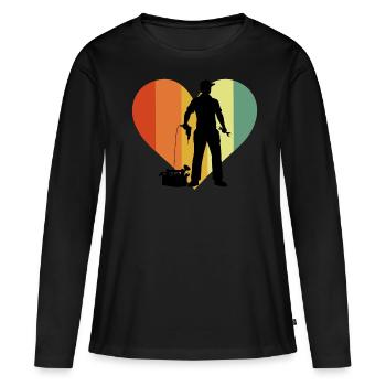 Cœur de technicien rétro - T-shirt manches longues Premium bio Femme - noir - Devant - Julia (174cm)