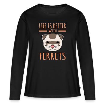 Frettchen - Frauen Premium Bio Langarmshirt - Schwarz - Vorne - Julia (174cm)