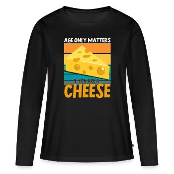Fromage disant cadeau, amateur de fromage, amateur de fromage, fromage - T-shirt manches longues Premium bio Femme - noir - Devant - Julia (174cm)