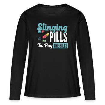 Apotheker Geschenk, Apotheke Pharmazie, Apotheker - Frauen Premium Bio Langarmshirt - Schwarz - Vorne - Julia (174cm)
