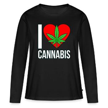 Cannabis - T-shirt manches longues Premium bio Femme - noir - Devant - Julia (174cm)