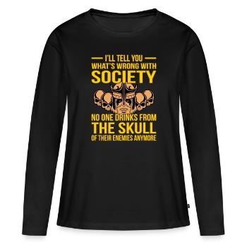 Wikinger - Frauen Premium Bio Langarmshirt - Schwarz - Vorne - Julia (174cm)