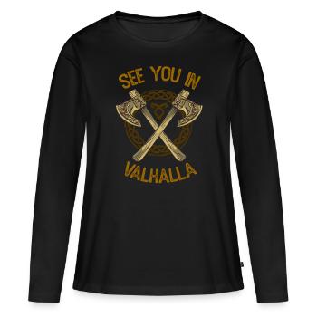 Wikinger - Frauen Premium Bio Langarmshirt - Schwarz - Vorne - Julia (174cm)