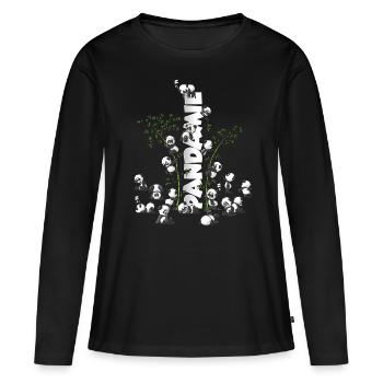 Panda’s « Pandamie » mignon ours panda câlin - T-shirt manches longues Premium bio Femme - noir - Devant - Julia (174cm)