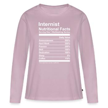 Interniste Valeurs Nutritionnelles Thé - T-shirt manches longues Premium bio Femme - rose poudré - Devant - Julia (174cm)