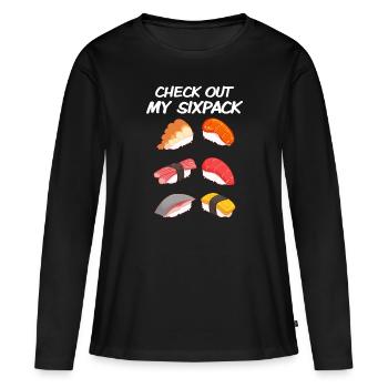 Six paquets de sushis - T-shirt manches longues Premium bio Femme - noir - Devant - Julia (174cm)