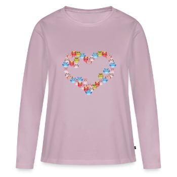 Bunte Herz-eule - Frauen Premium Bio Langarmshirt - Altrosa - Vorne - Julia (174cm)
