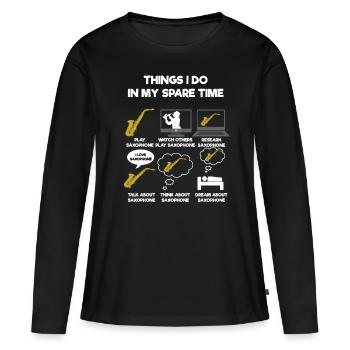 Saxophone - Women's Premium Organic Long Sleeve Shirt - black - Front - Julia (174cm)