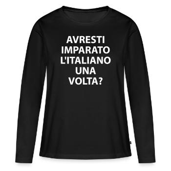 Italien - T-shirt manches longues Premium bio Femme - noir - Devant - Julia (174cm)