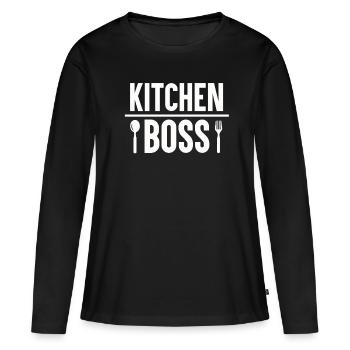Cuisines Chef Chef Chef - T-shirt manches longues Premium bio Femme - noir - Devant - Julia (174cm)