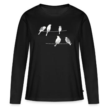 Oiseaux Oiseau - J’aime les oiseaux - T-shirt manches longues Premium bio Femme - noir - Devant - Julia (174cm)