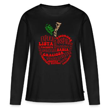 Professeur d’espagnol, Apprendre l’espagnol - T-shirt manches longues Premium bio Femme - noir - Devant - Julia (174cm)