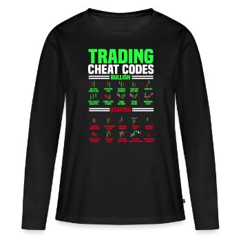 Handel, Händler, Börse, Krypto - Frauen Premium Bio Langarmshirt - Schwarz - Vorne - Julia (174cm)