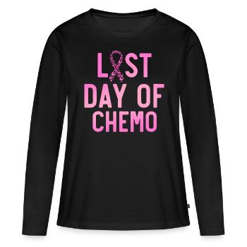Dernier jour de chimio, sensibilisation au cancer - T-shirt manches longues Premium bio Femme - noir - Devant - Julia (174cm)