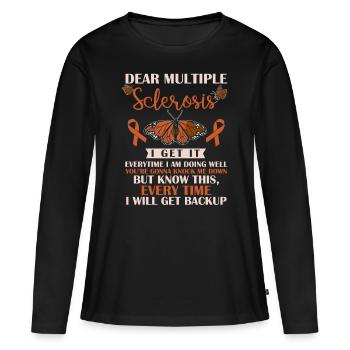 Conscience de la sclérose en plaques, SEP - T-shirt manches longues Premium bio Femme - noir - Devant - Julia (174cm)