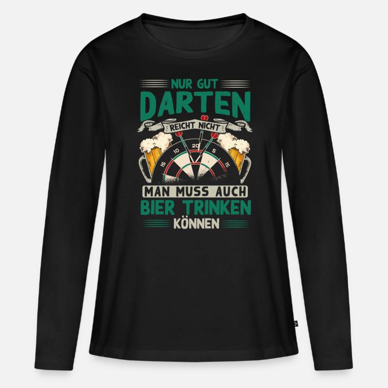 Darten, Dart, Dartpfeil, Darter - Frauen Premium Bio Langarmshirt - Schwarz
