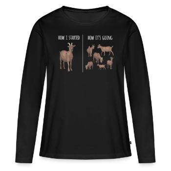 Ziege, Ziegen, Ziegenliebhaber - Frauen Premium Bio Langarmshirt - Schwarz - Vorne - Julia (174cm)