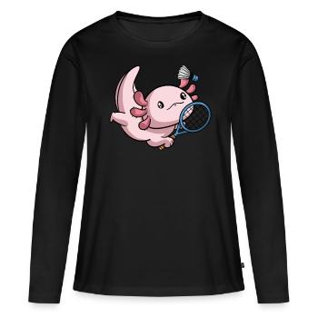 Kawaii Axolotl Pun Lustig Badminton Spieler Gesche - Frauen Premium Bio Langarmshirt - Schwarz - Vorne - Julia (174cm)