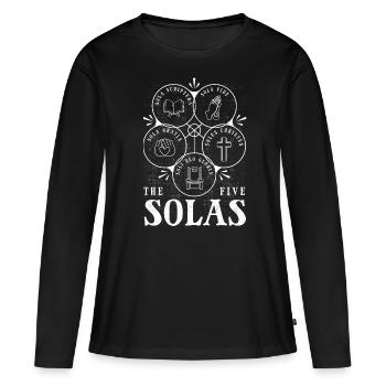 5 Solas, Réforme chrétienne protestante - T-shirt manches longues Premium bio Femme - noir - Devant - Julia (174cm)