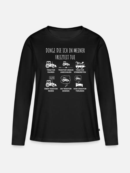 Traktoren, Traktor, Bauer, Landwirt - Frauen Premium Bio Langarmshirt - Schwarz
