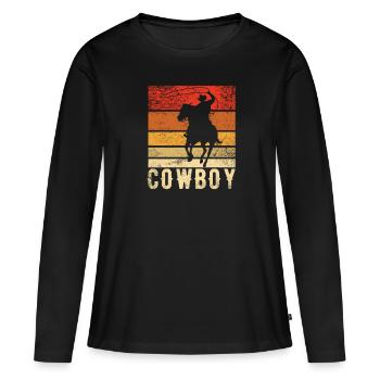 Cow-boy - T-shirt manches longues Premium bio Femme - noir - Devant - Julia (174cm)
