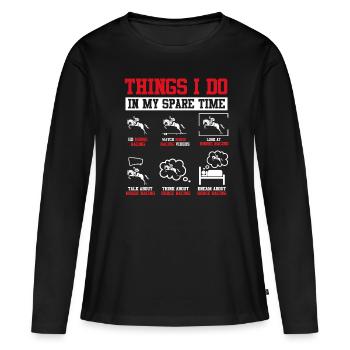 Courses de chevaux - T-shirt manches longues Premium bio Femme - noir - Devant - Julia (174cm)