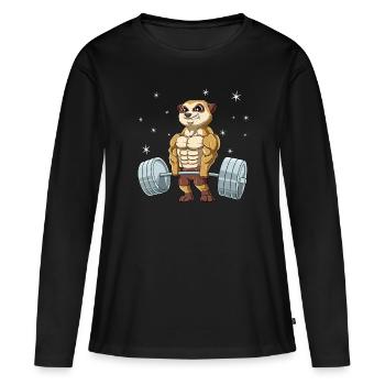 Erdmännchen Gewichtheben Fitness-Studio - Frauen Premium Bio Langarmshirt - Schwarz - Vorne - Julia (174cm)
