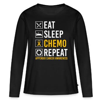 Annexe Cancer Manger Sommeil Chimio Répéter Gesc - T-shirt manches longues Premium bio Femme - noir - Devant - Julia (174cm)
