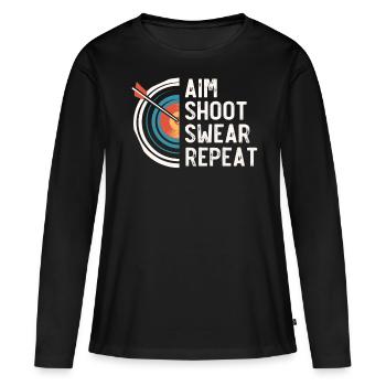 Bogenschießen, Bogenschütze, Bögen, Bogen - Frauen Premium Bio Langarmshirt - Schwarz - Vorne - Julia (174cm)