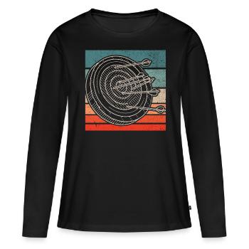 Bogenschießen, Bogenschütze, Bögen, Bogen - Frauen Premium Bio Langarmshirt - Schwarz - Vorne - Julia (174cm)