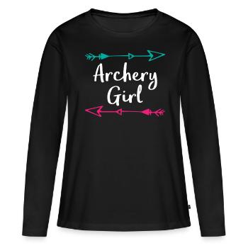 Bogenschießen, Bogenschütze, Bögen, Bogen - Frauen Premium Bio Langarmshirt - Schwarz - Vorne - Julia (174cm)