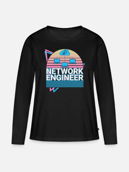 Netzwerkingenieur Vaporwave Ästhetisches Retro-Ges - Frauen Premium Bio Langarmshirt - Schwarz