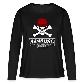 Hambourg et Humbug St. Pauli - T-shirt manches longues Premium bio Femme - noir - Devant - Julia (174cm)