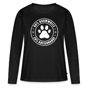 80% Baumwolle 20% Katzenhaare - - Frauen Premium Bio Langarmshirt - Schwarz - Vorne - Julia (174cm)
