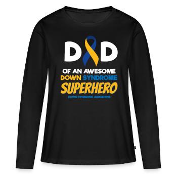Syndrome de Down Super-héros, Conscience du syndrome de Down - T-shirt manches longues Premium bio Femme - noir - Devant - Julia (174cm)