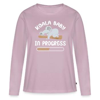 Bébé Koala en cours - Mignon amoureux de la nature Pregnan - T-shirt manches longues Premium bio Femme - rose poudré - Devant - Julia (174cm)