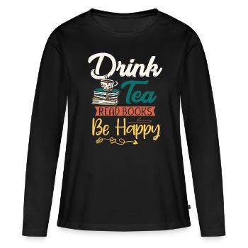 Amateurs de thé, thé, buveurs de thé - T-shirt manches longues Premium bio Femme - noir - Devant - Julia (174cm)
