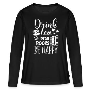 Amateurs de thé, thé, buveurs de thé - T-shirt manches longues Premium bio Femme - noir - Devant - Julia (174cm)
